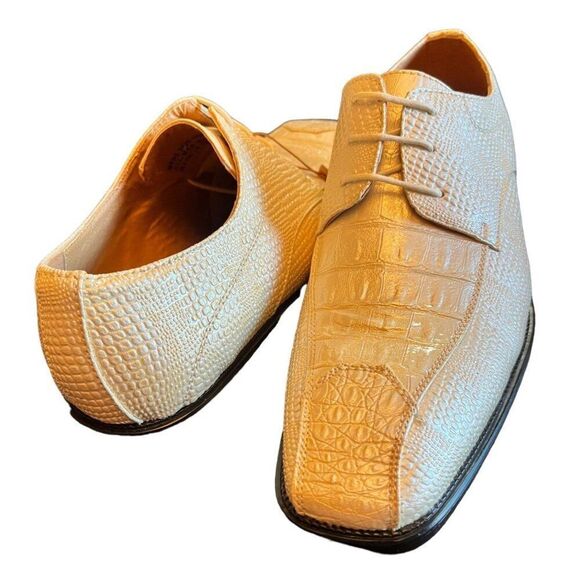 Bolano Men's Formal Tuxedo Off White Pearl Shoes 8 - Picture 4 of 5